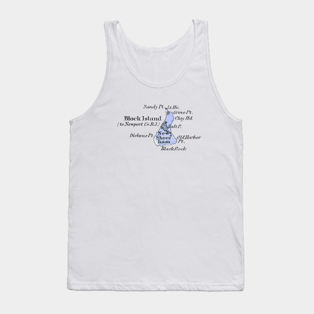 1875 Map of Block Island, Rhode Island Tank Top by historicimage